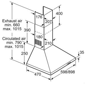 HOTTE PYRAMIDALE BOSCH 90 CM INOX (DWP94CC50T)