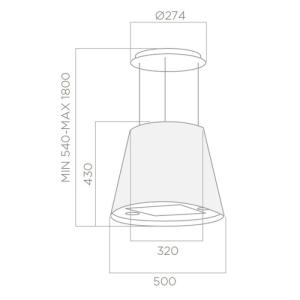 HOTTE CENTRALE FOCUS 50 CM NOIR (LAGO-B)