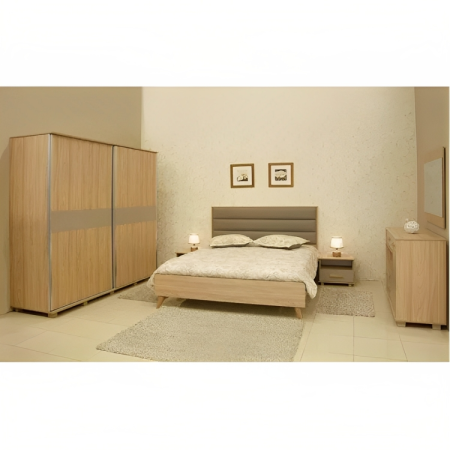 CHAMBRE ADULTE GALA 2 PORTES COULISSANTES LIT 200X160CM OLMO / GRIS MINÉRAL