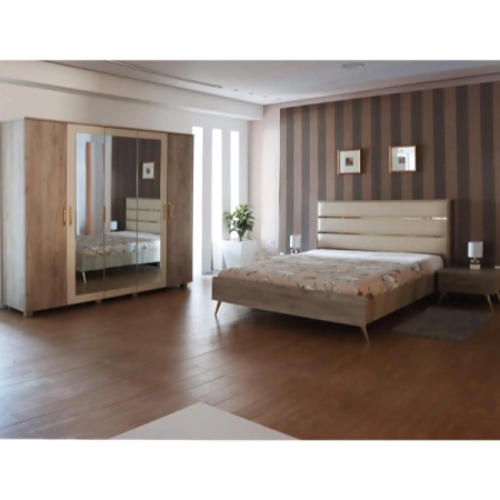 CHAMBRE ADULTE HAVANA SOTUFAB PENDERIE 5 PORTES LIT 160X190CM GRIS CRAFT