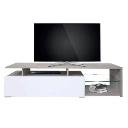 TABLE TV OSLO SOTUFAB CHÈNE BRUT / BLANC BRILLANT