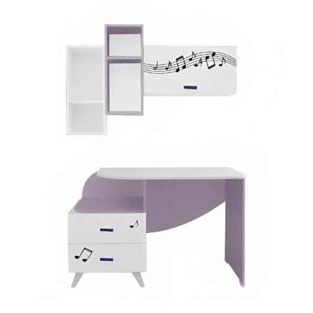 BUREAU AVEC ÉTAGÈRES MURALE VIOLETTE SOTUFAB VIOLET/BLANC