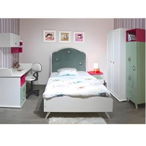 CHAMBRE ENFANT CINDY SOTUFAB 2 PORTES 190X120CM VERT / BLANC