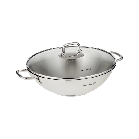 POÊLE WOK KORKMAZ AVEC COUVERCLE PERLA 28 X 8,5CM INOX (A1519)