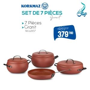 SET DE CUISINE KORKMAZ COMLEK 7 PIÈCES  GRANIT (A2657)