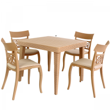 PACK SUEDE CAPITONNE SOTUFAB TABLE STOCKHOLM AVEC 4 CHAISE AMIRAL CAPITONNE DOS ROTIN