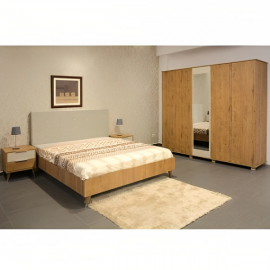 CHAMBRE ADULTE RIM SOTUFAB 5 PORTES LIT 200X160 OSTIPPO CHÊNE /MOKA